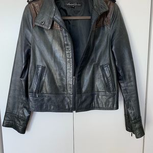 Color block Kenneth Cole leather jacket